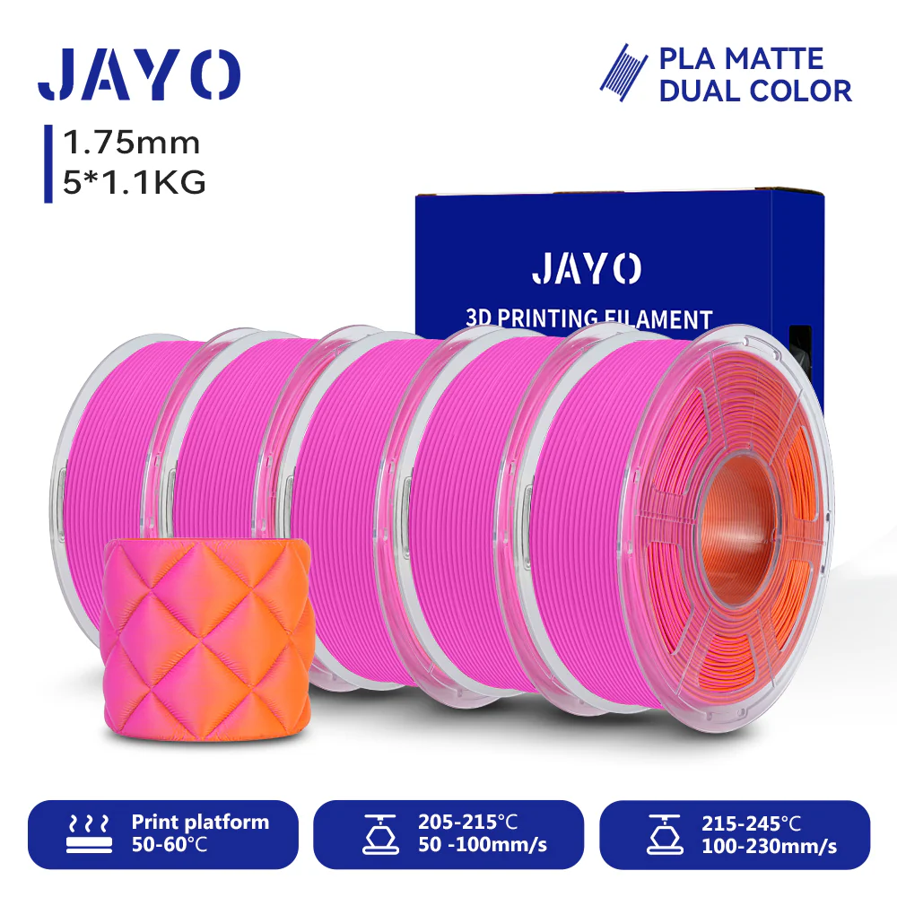 JAYO Dual Color Matte PLA 3D Printer Filament 1.75mm, Matte Yellow-Red PLA 1.1kg Spool (2.4lbs), Dimensional Accuracy +/- 0.02 mm - Image 12