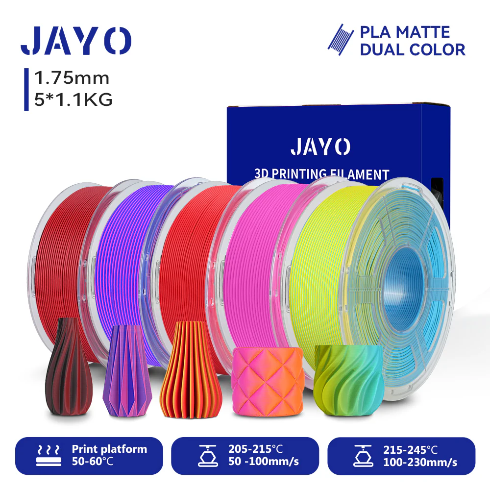 JAYO Dual Color Matte PLA 3D Printer Filament 1.75mm, Matte Yellow-Red PLA 1.1kg Spool (2.4lbs), Dimensional Accuracy +/- 0.02 mm - Image 13