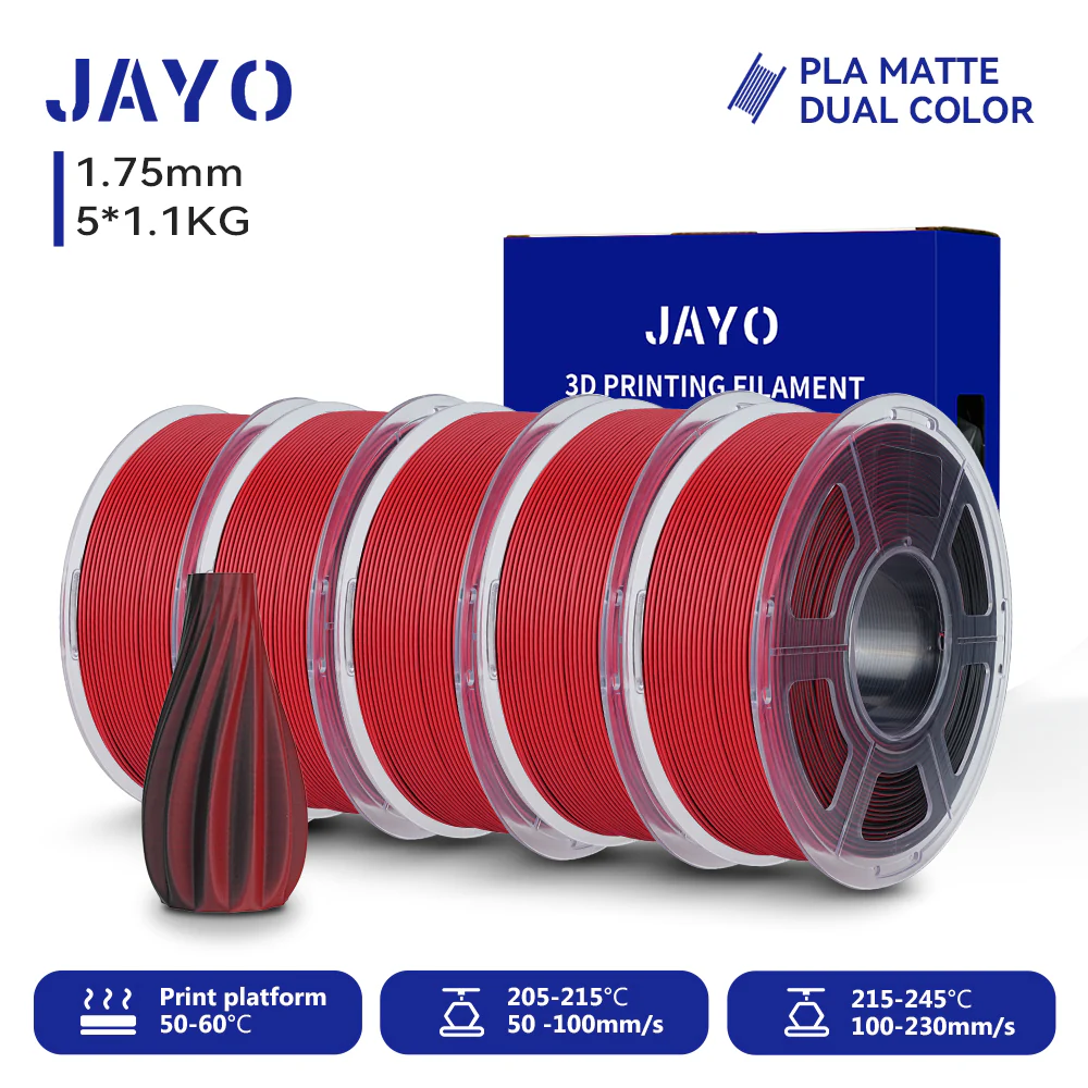 JAYO Dual Color Matte PLA 3D Printer Filament 1.75mm, Matte Yellow-Red PLA 1.1kg Spool (2.4lbs), Dimensional Accuracy +/- 0.02 mm - Image 5