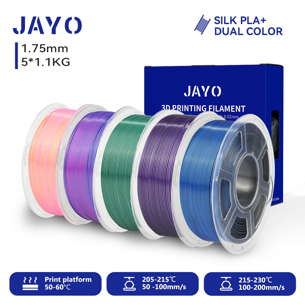 JAYO 3D Silk Pla Plus/ Dual/Triple Colors SILK 3D Printer Filament 1.75mm SILK Rabinbow 1.1kg/roll 3D Printing Materials 5 Rolls - Image 15