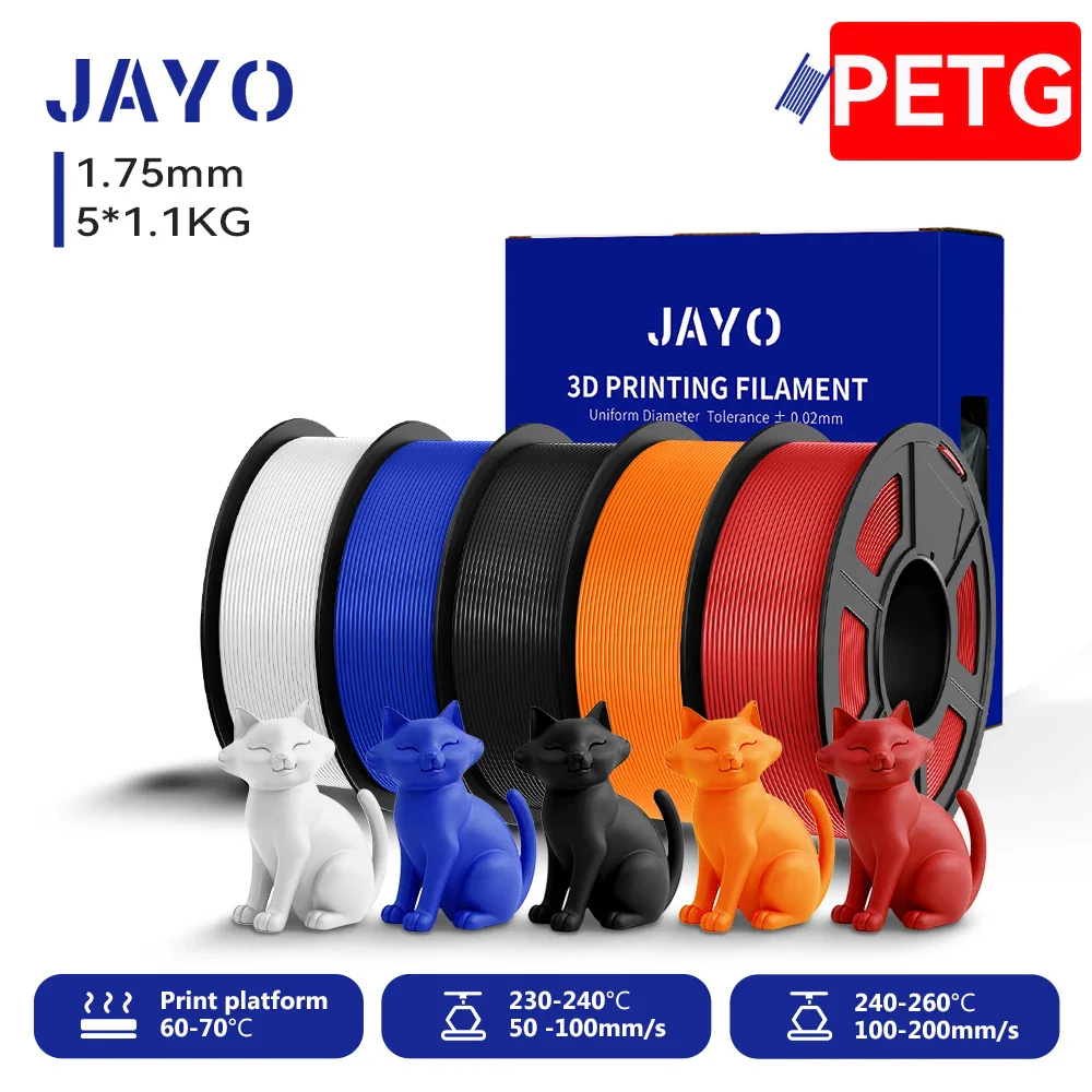 JAYO 5/10 Rolls PETG/PETG Clear 3D Printer Filament 1.75 ±0.02mm 1.1kg/roll High Toughness Neatly Wound Filament Fit Most FDM Printer - Image 23