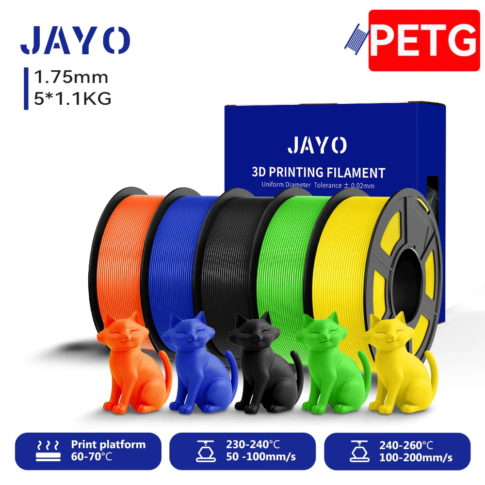 JAYO 5/10 Rolls PETG/PETG Clear 3D Printer Filament 1.75 ±0.02mm 1.1kg/roll High Toughness Neatly Wound Filament Fit Most FDM Printer - Image 24