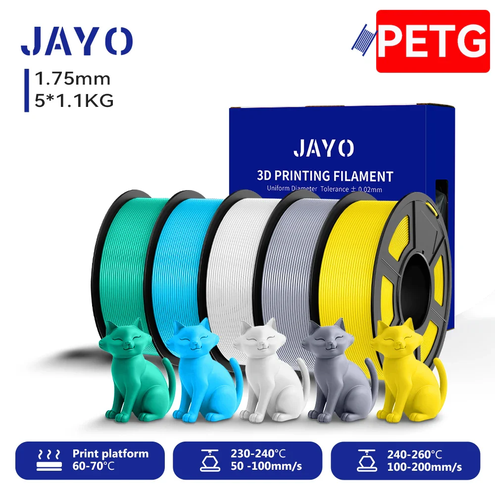 JAYO 5/10 Rolls PETG/PETG Clear 3D Printer Filament 1.75 ±0.02mm 1.1kg/roll High Toughness Neatly Wound Filament Fit Most FDM Printer - Image 30
