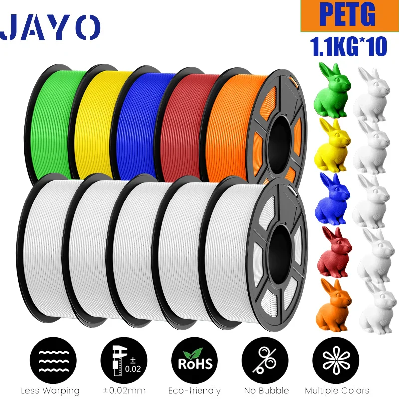 JAYO 5/10 Rolls PETG/PETG Clear 3D Printer Filament 1.75 ±0.02mm 1.1kg/roll High Toughness Neatly Wound Filament Fit Most FDM Printer - Image 34