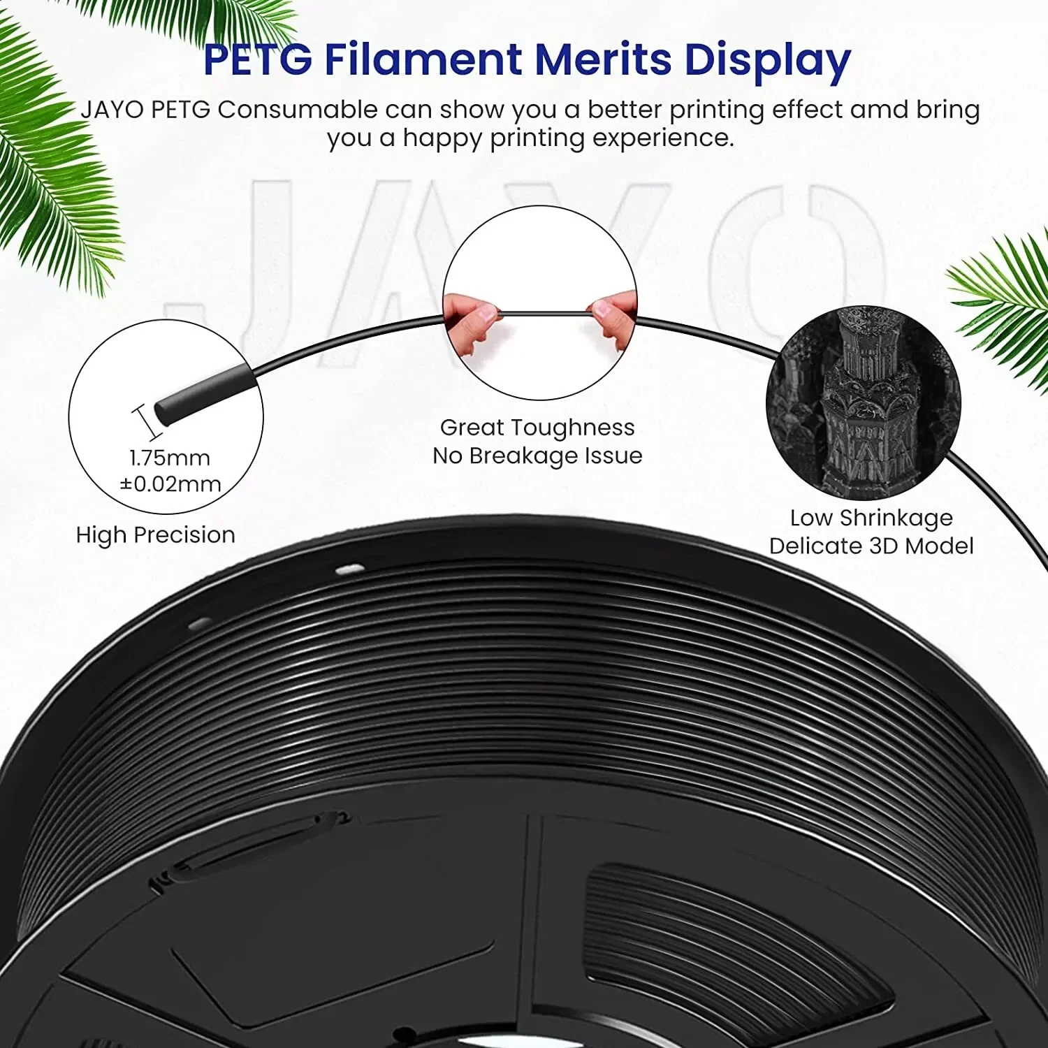 JAYO 5/10 Rolls PETG/PETG Clear 3D Printer Filament 1.75 ±0.02mm 1.1kg/roll High Toughness Neatly Wound Filament Fit Most FDM Printer - Image 5